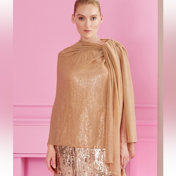 Talbot Runof Gold Metallic Stole 10 - Picture 1 of 13